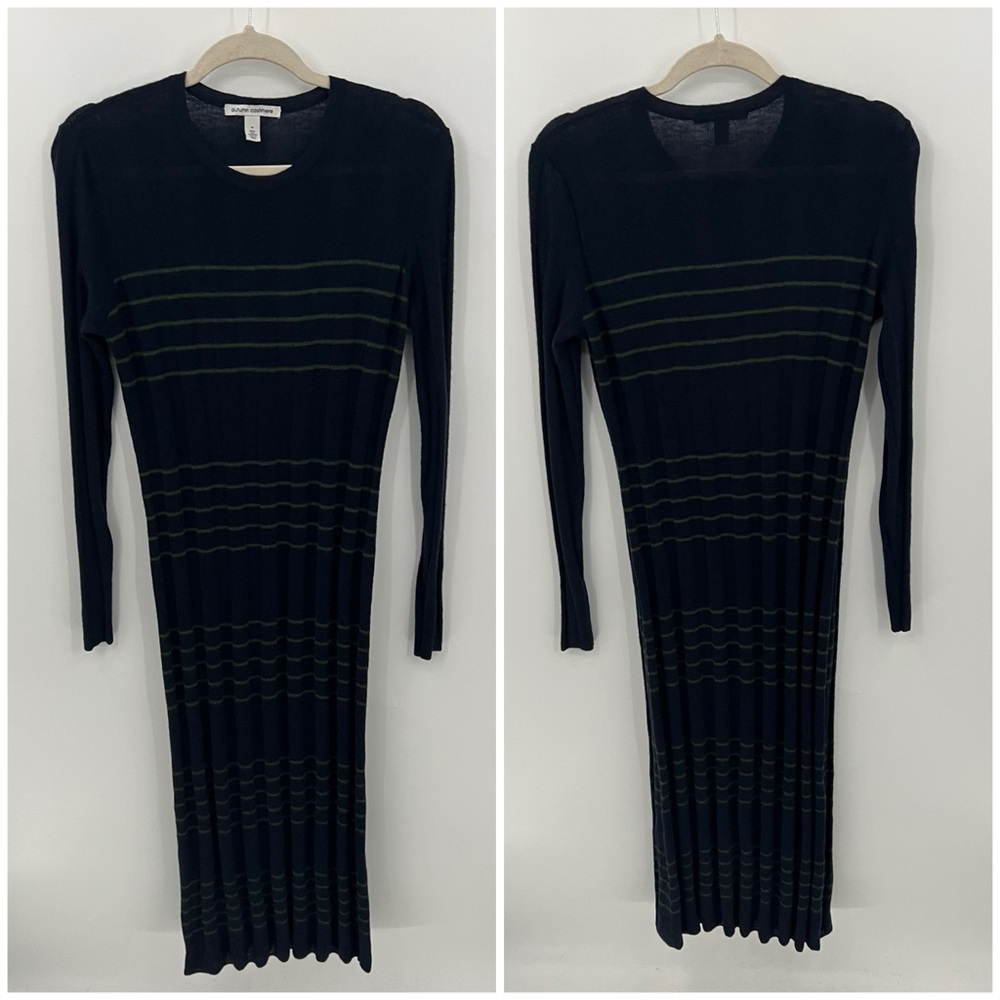 Autumn Cashmere green and blue stripe midi dress